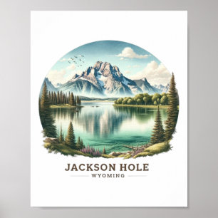 Jackson Hole Wy Wyoming Jenny Lake Skiing Snow Poster