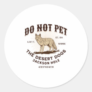 Jackson Hole Wyoming Funny Coyote Vacation Souveni Classic Round Sticker