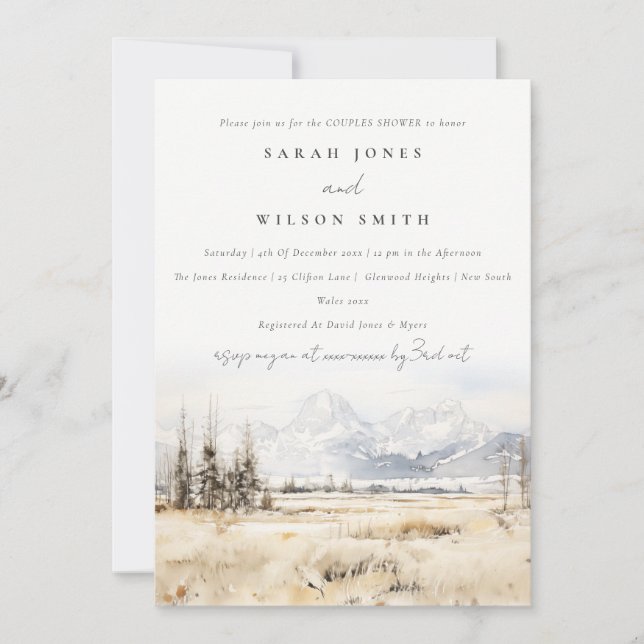 Jackson Hole Wyoming Landscape Couples Shower Invitation (Front)