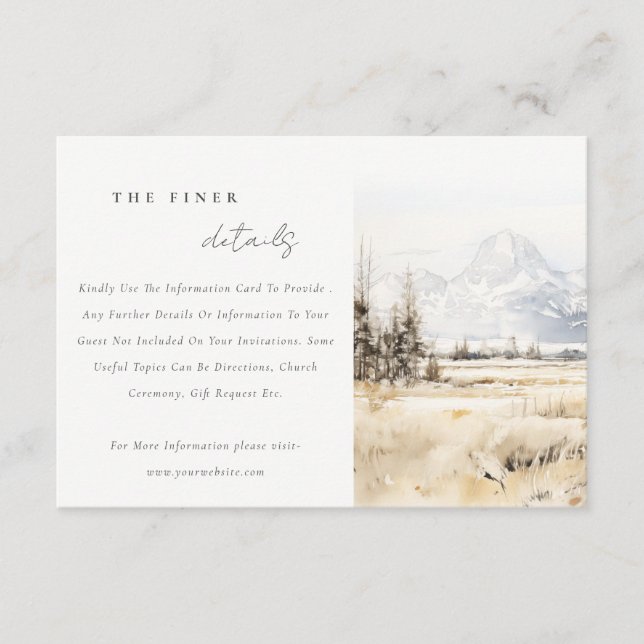 Jackson Hole Wyoming Landscape Wedding Details Enclosure Card (Front)