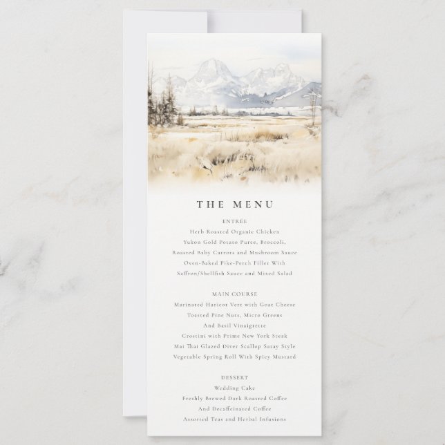 Jackson Hole Wyoming Landscape Wedding Menu Card (Front)