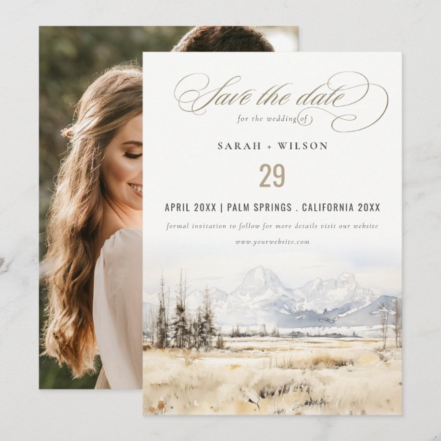 Jackson Hole Wyoming Landscape Wedding Photo Save The Date (Front/Back)