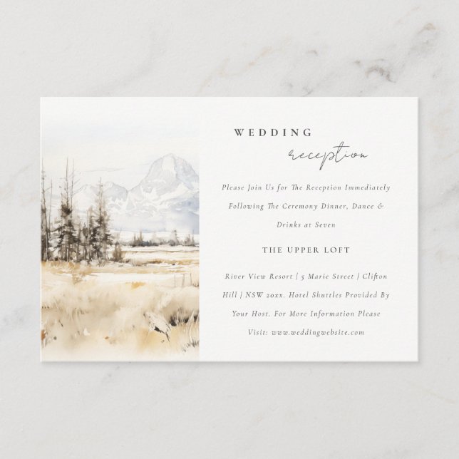 Jackson Hole Wyoming Landscape Wedding Reception Enclosure Card (Front)