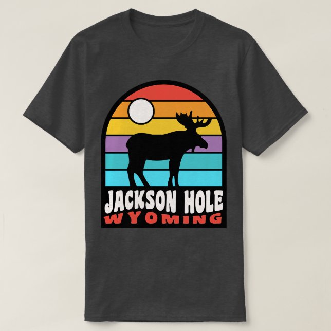 Jackson Hole Wyoming Moose Badge T-Shirt (Design Front)