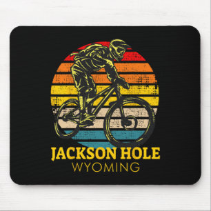 Jackson Hole Wyoming Mountain Biking Retro Mtb Mouse Pad