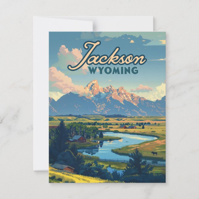 Jackson Hole Wyoming Ranch Tetons Mountains Card (Front)