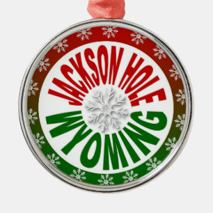 Jackson Hole Wyoming red green snowflake ornament