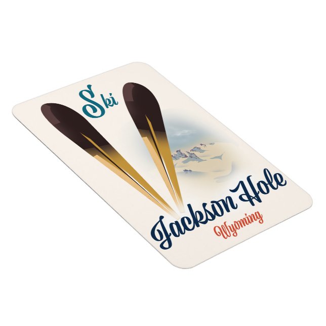 Jackson Hole Wyoming Ski poster Magnet (Right Side)