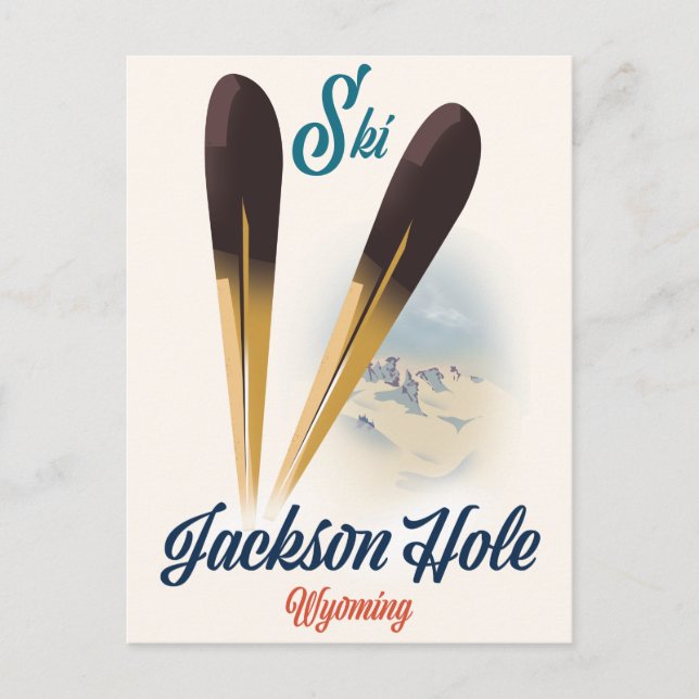 Jackson Hole Wyoming Ski poster Postcard (Front)