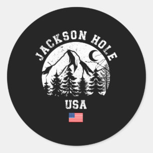 Jackson Hole Wyoming Ski Resort Alpine Skiing Amer Classic Round Sticker