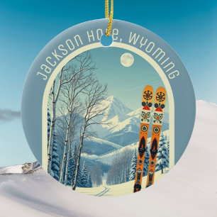 Jackson Hole Wyoming ski resort souvenir  Ceramic Ornament