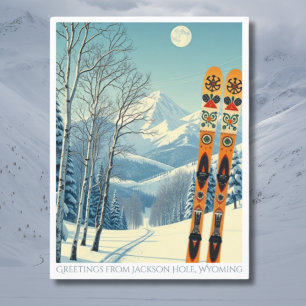 Jackson Hole Wyoming ski vacation Postcard