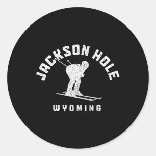Jackson Hole Wyoming Ski Winter Sports Skiing Skie Classic Round Sticker