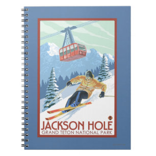 Jackson Hole, Wyoming Skier and Tram Notebook