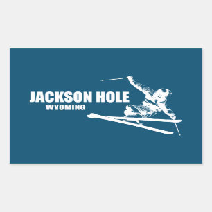 Jackson Hole Wyoming Skier Rectangular Sticker
