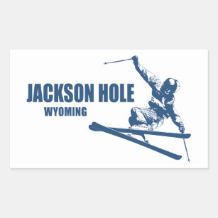 Jackson Hole Wyoming Skier Rectangular Sticker