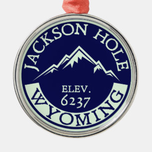 Jackson Hole Wyoming Skiing Hiking Snowboard Metal Ornament