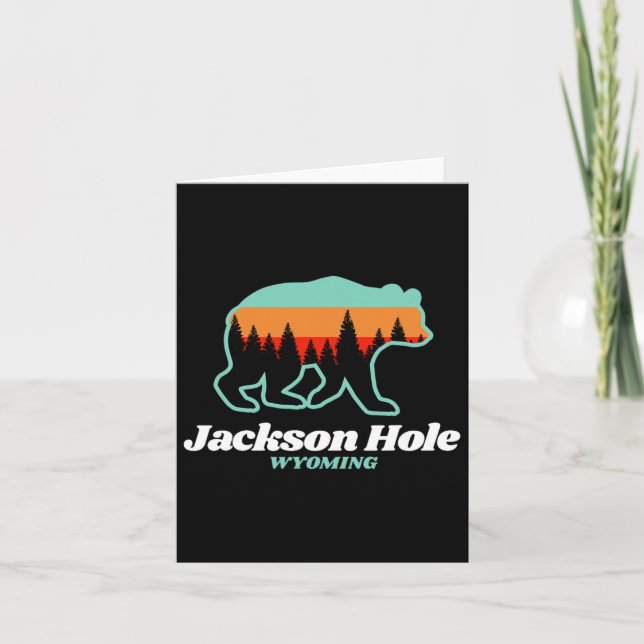 Jackson Hole Wyoming Skiing Snowboarding Bear  Card (Front)