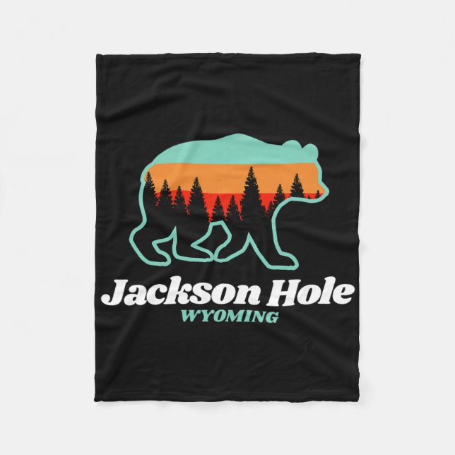 Jackson Hole Wyoming Skiing Snowboarding Bear  Fleece Blanket (Front)