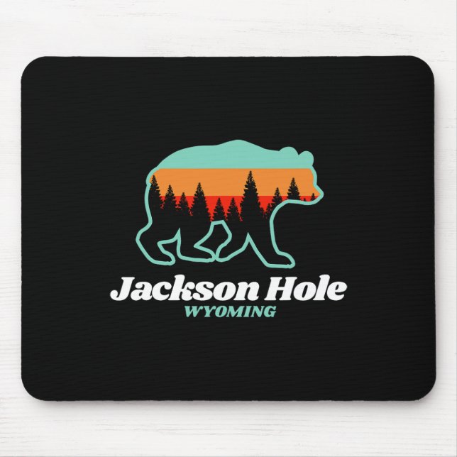 Jackson Hole Wyoming Skiing Snowboarding Bear  Mouse Pad (Front)