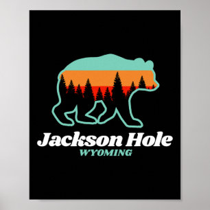 Jackson Hole Wyoming Skiing Snowboarding Bear Poster