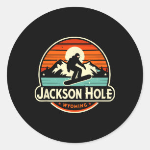 Jackson Hole Wyoming Snowboarding Classic Round Sticker