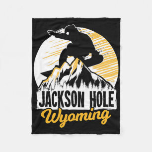 Jackson Hole Wyoming Snowboarding Gift For A Snowb Fleece Blanket