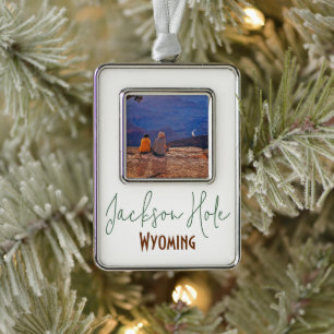 Jackson Hole, Wyoming Travel Souvenir Silver Plated Framed Ornament