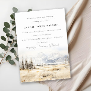 Jackson Hole Wyoming Watercolor Landscape Birthday Invitation