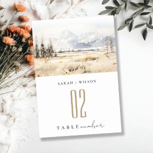 Jackson Hole Wyoming Watercolor Landscape Wedding Table Number