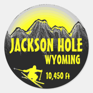 Jackson Hole Wyoming yellow ski art stickers
