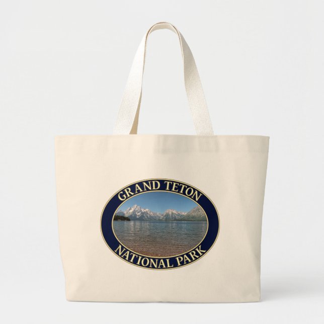 Jackson Lake at Grand Teton National Park Large Tote Bag (Front)