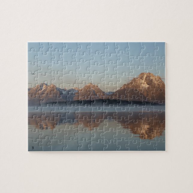 Jackson Lake Dam Reflection in Grand Teton Park Jigsaw Puzzle (Horizontal)
