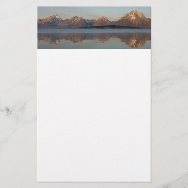 Jackson Lake Dam Reflection in Grand Teton Park Stationery (Front)