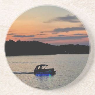 Jackson Lake, Georgia, Sunset Photo with boat Coaster