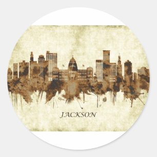 Jackson Mississippi Cityscape Classic Round Sticker