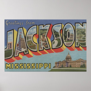 Jackson, Mississippi - Large Letter Scenes Poster