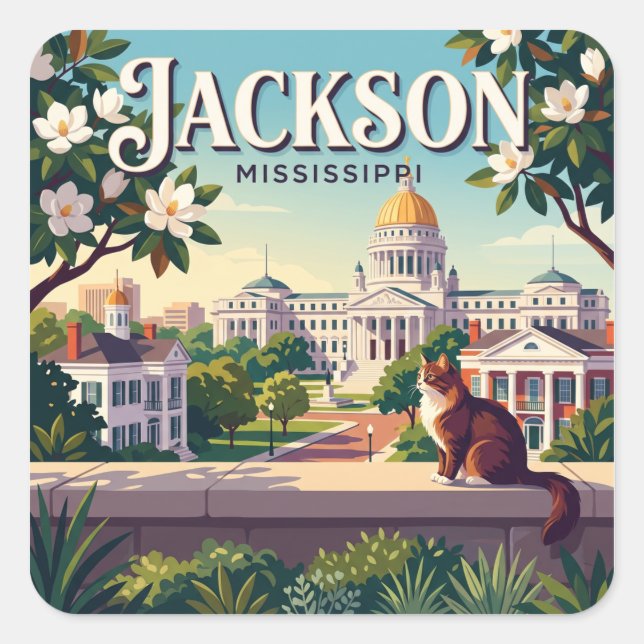 Jackson, Mississippi Square Sticker (Front)