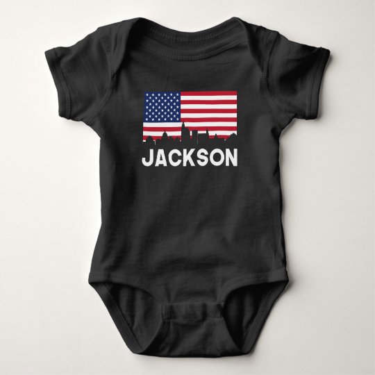 Jackson MS American Flag Skyline Baby Bodysuit