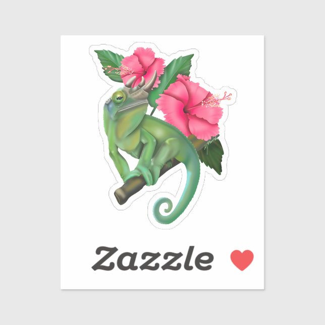 Jackson’s Chameleon with Hibiscus  (Sheet)