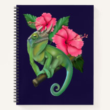 Jackson’s Chameleon with Hibiscus