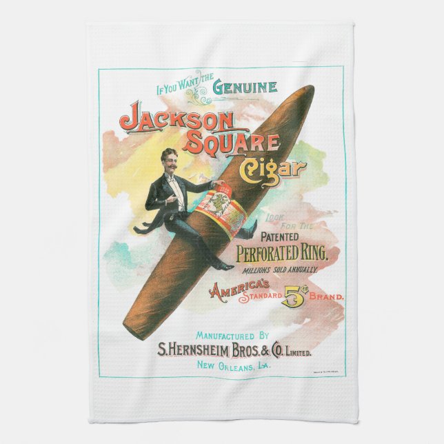 Jackson Square Cigar Tea Towel (Vertical)