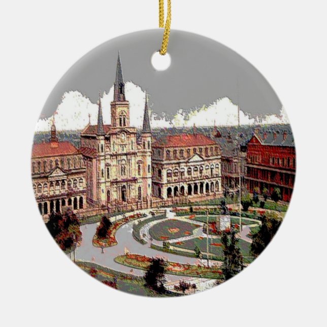 Jackson Square new orleans Ceramic Tree Decoration (Front)