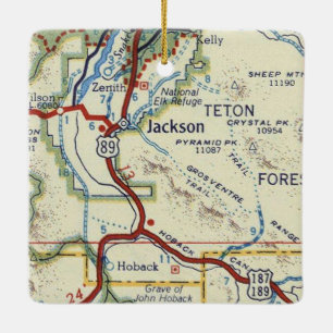Jackson WY Vintage Map Ceramic Ornament