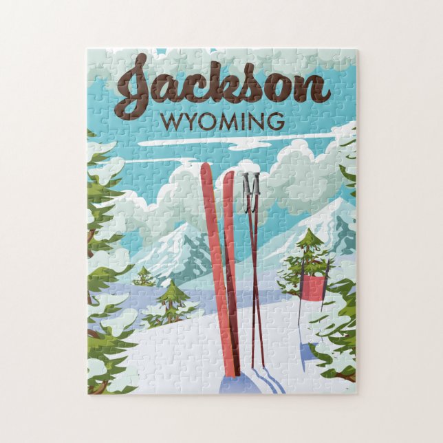 Jackson Wyoming ski poster Jigsaw Puzzle (Vertical)