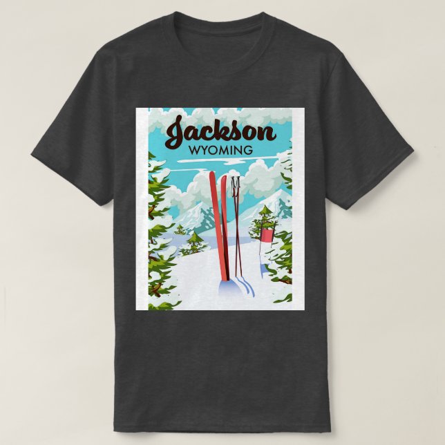 Jackson Wyoming ski poster T-Shirt (Design Front)
