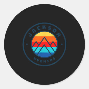 Jackson wyoming skiing snowboarding family ski tri classic round sticker