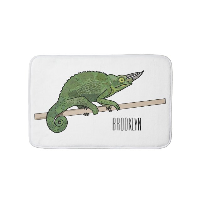 Jackson's chameleon cartoon illustration bath mat (Front)