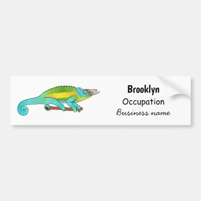 Jackson's chameleon cartoon illustration bumper sticker (Front)