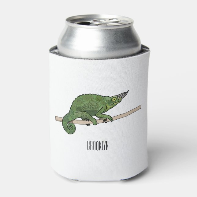 Jackson's chameleon cartoon illustration can cooler (Can Front)